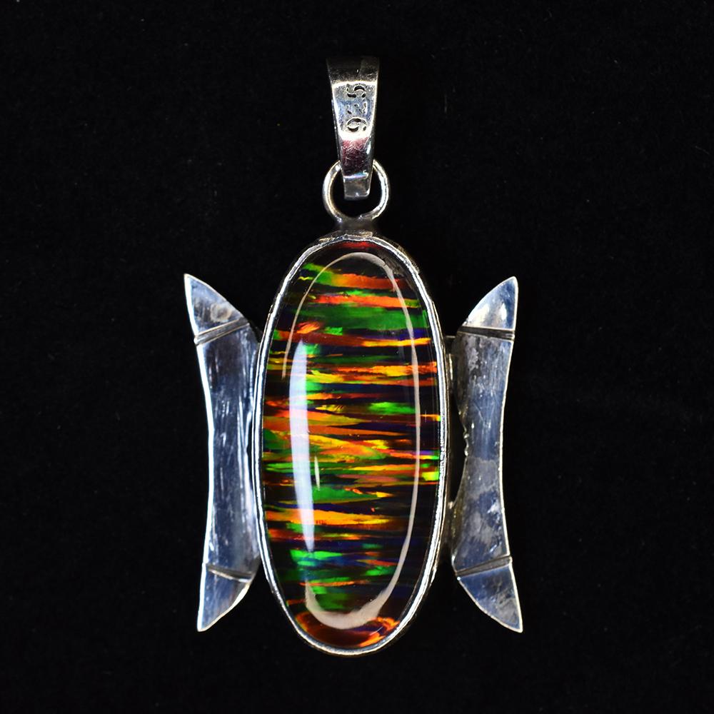 Natural Opal Pendant Brazilian 35 ct 925 Sterling Silver Oval Gems October Birthday Birthstone