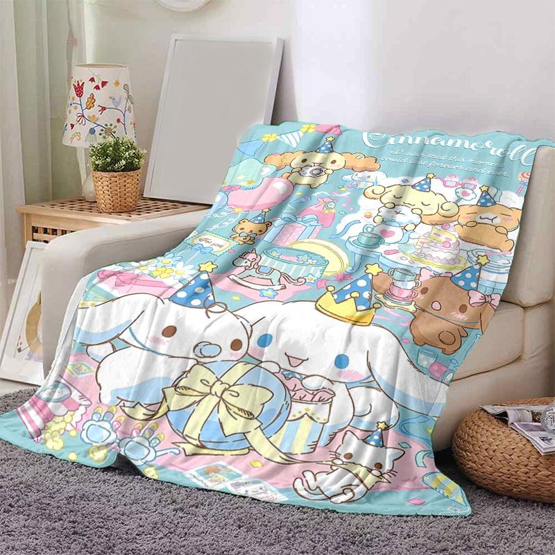 1pc Cinnamoroll Party Blanket, Seasonal Home Decorative Throw for Couch, or Car Seat Cover,Living Room, Travel, Camping, Car Blankets, Beach, Office N