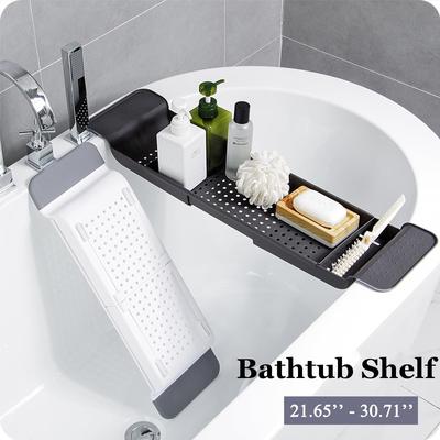 Bathtub Tray Expandable Drain Bathtub Shelf Detachable Multifunctional PP Bathtub Storage Organiser 55-78 CM Adjustable