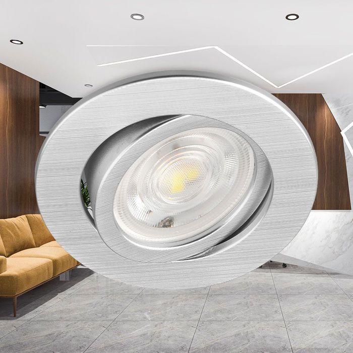 Lot de 10 Spots LED encastrables 3en1 rond Alu 7W IP20
