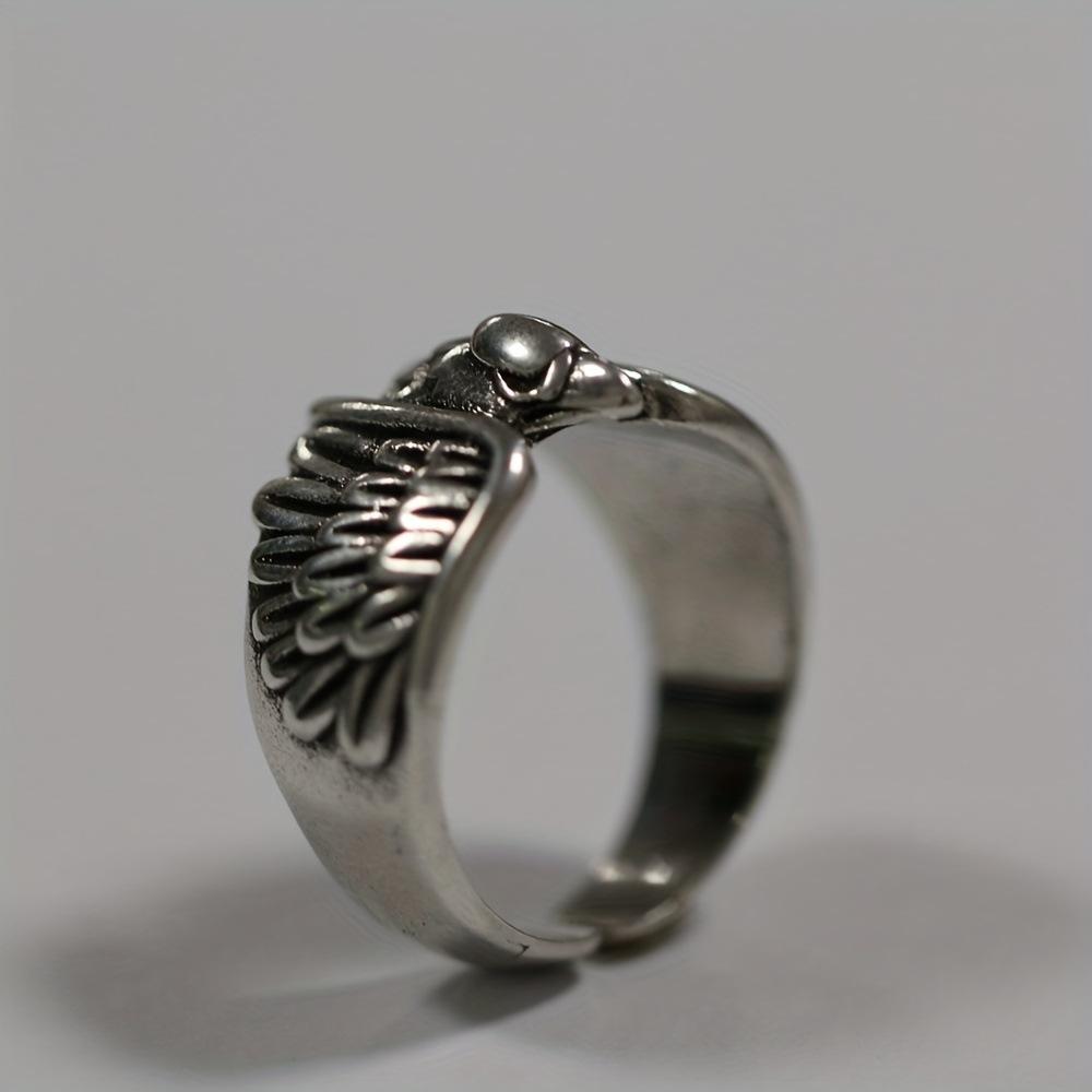 New Ins Eagle Wings Ring Men and Women Angel Feather Ring Dark Cold Wind Opening