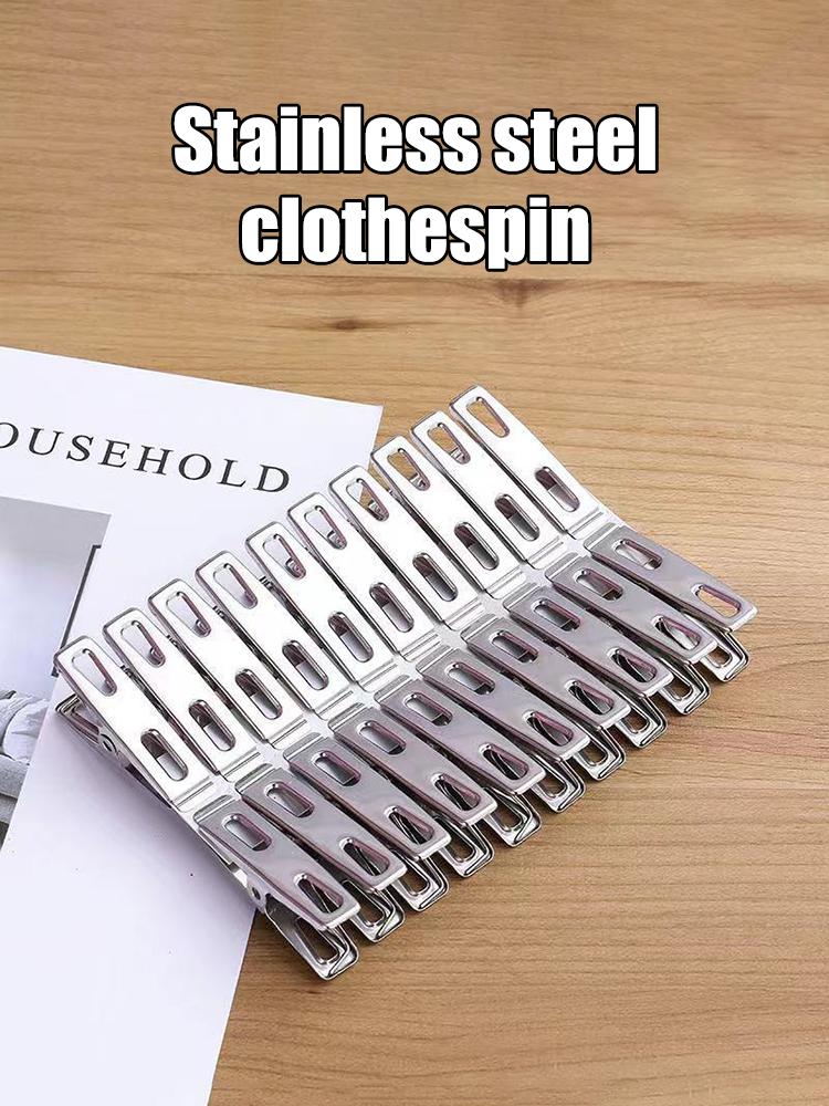 20PCS Stainless Steel 4.5cm Nailless 1cm Flat Mouth Clip Drying Clothes, Socks And Clothes Clip