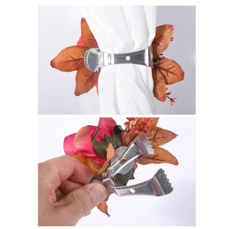 Cloth Flower Curtain Tie Backs Rose Curtain Tieback Clip Decorative Rope Holdbacks Window Buckle for Window Decoration