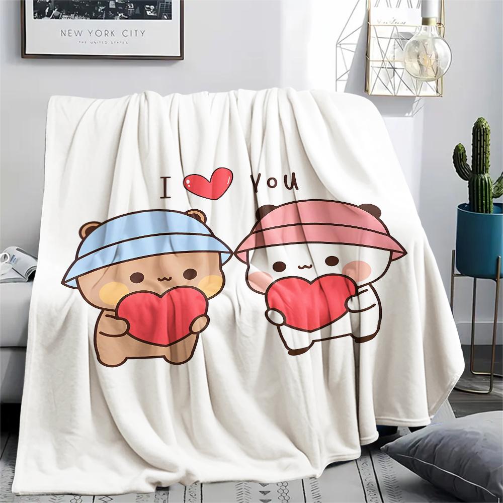 1PC Bubu Dudu Print Flannel Blanket, High quality All Seasons, Home Decor, Warmth and Comfort, Perfect for Christmas Gifts