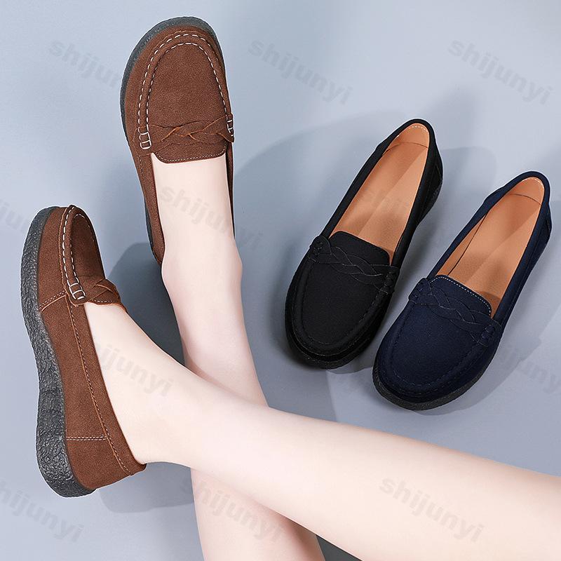 Fashion Women Casual Shoes Spring Fashion Brand Designer Loafers Faux Suede New Platform Soft Sole Non-slip Flat Shoes Zapatos Mujer
