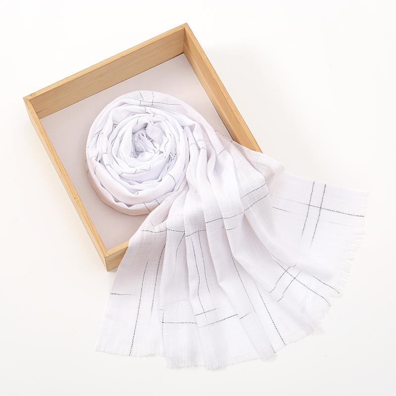 

New Plaid Cotton Hijab For Women Solid Wrap And Shawls Musulman Headband Islamic Turban Headband Maxi Headscarf Foulard 180*65cm