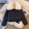 Down Jacket Women's Short Large Fur Collar Winter New Korean Style Bread Coat Cotton Jacket Small Person Cotton Coat Jacket