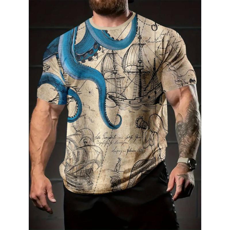 Streetwear Mens Clothing 3D Printed Graphic T Shirts Round Neck Short Sleeved Tees New in Tops Casual Funny T Shirt for Men