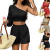 Women's Shoulder Off-waist Short Top Shorts Set