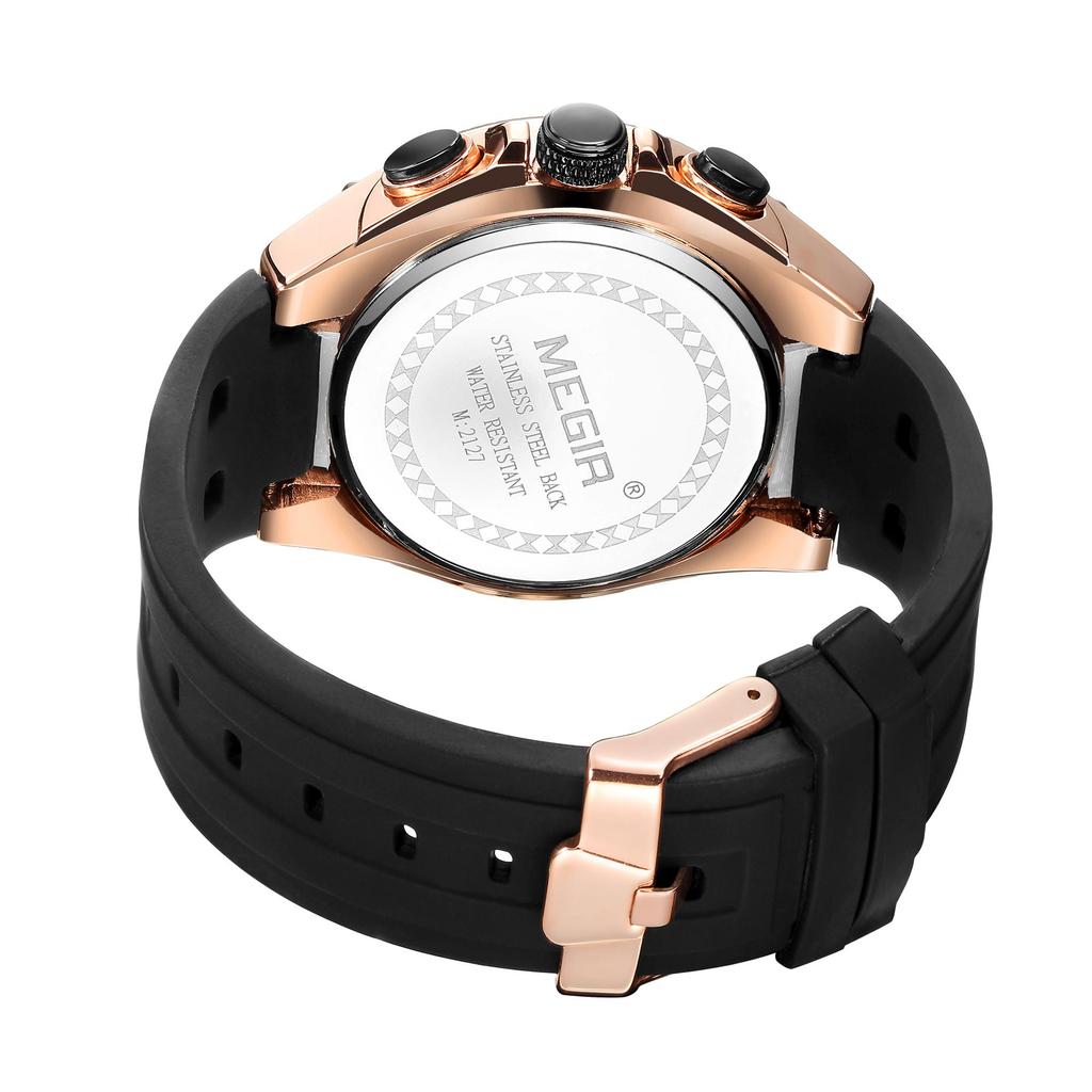 Megir Men Sport Watch Relogio Masculino Blue Silicone Strap Mens Watches Top Brand Luxury Luminous Waterproof Quartz Watch Man