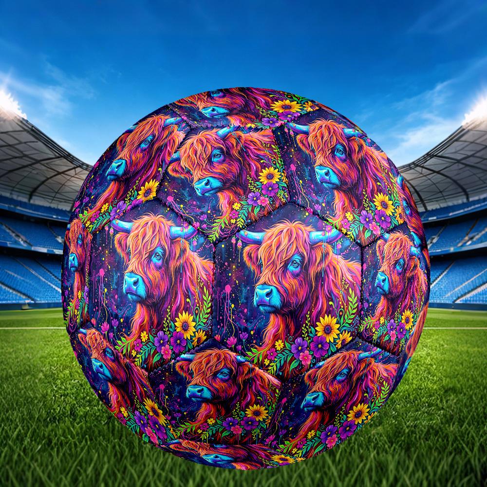 1pc Colorful Highland Cow Durable Size 5 Soccer Ball Professional Match Training Football Indoor &Outdoor Sports Ball P60138
