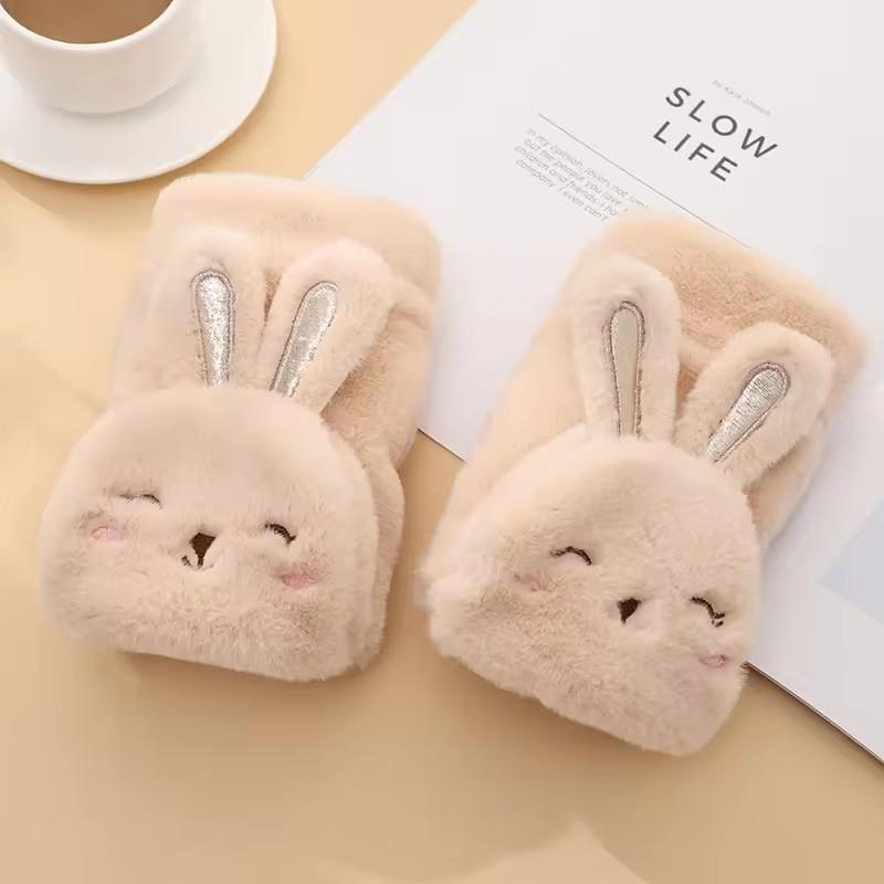 Fashionable Soft Outdoor Cute Rabbit Ladies Warm Half Full Finger Winter Women Gloves