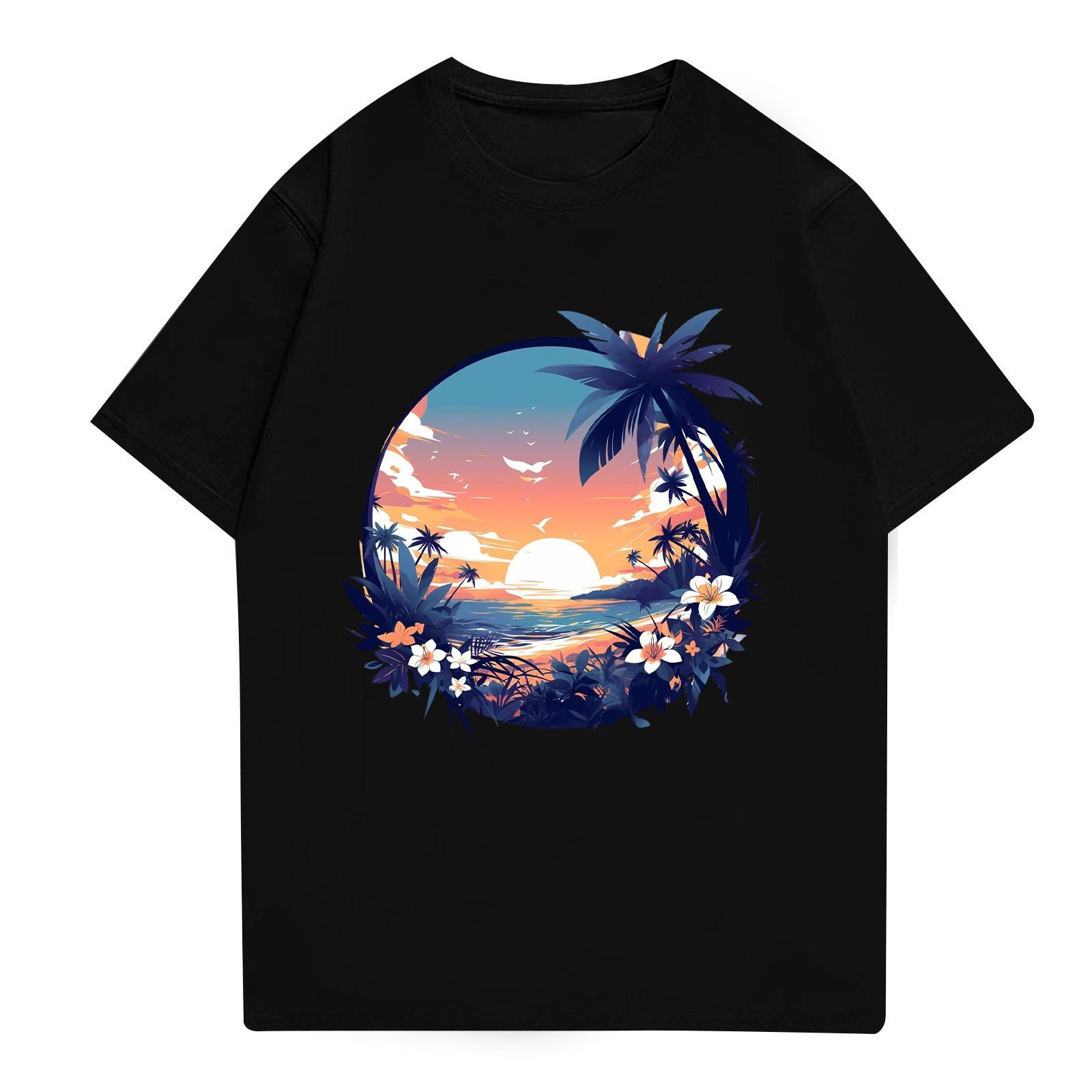 

Мужская рубашка с воротником-стойкой и коротким рукавом, свободная рубашка для отдыха и отдыха, мужская L чёрный