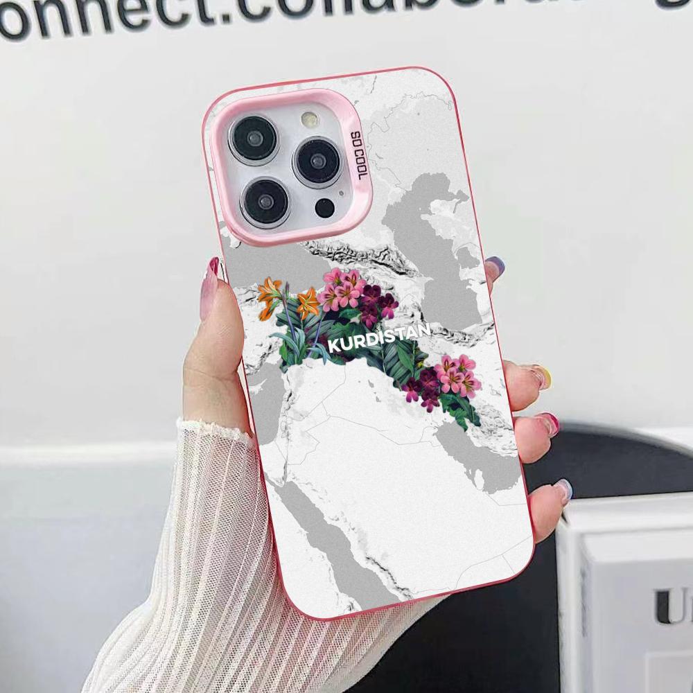 Kurdistan Flag Pink Translucent Mobile Phone Case for iPhone 17 16 15 14 13 12 11 X XR XS Air Pro Max Plus Colorful Cover