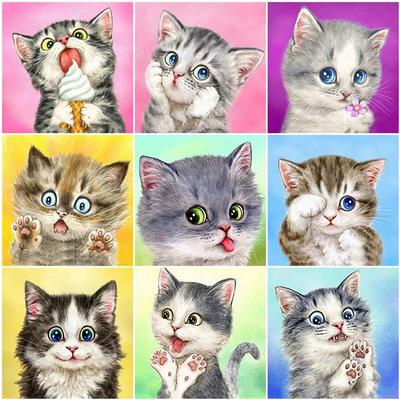 DIY 5D Diamond Painting Cat Diamond Embroidery Animal Mosaic Full Round/Square Drill Cross Stitch Resin Wall Sticker Home Decor