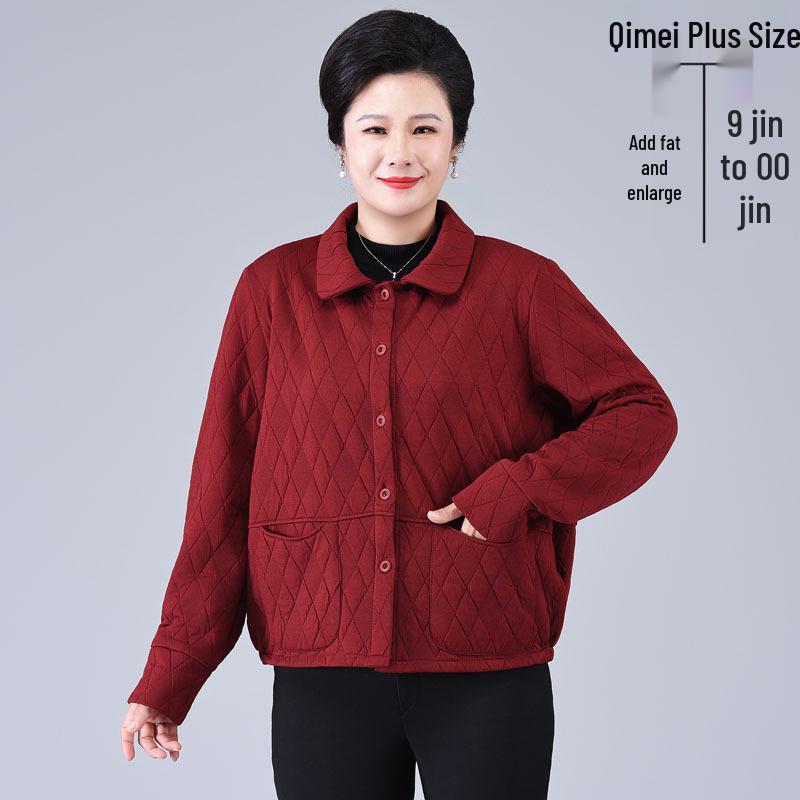Plus Size Windbreaker for Middle-Aged and Elderly Women - Spring/Autumn Lapel Jacket