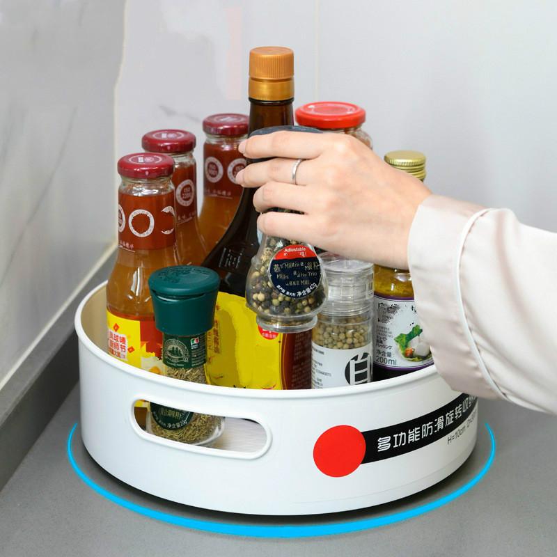 1pcs Display Kitchen Bathroom Party Rack 360 Rotating Storage Rack Multifunctional Non-slip Plastic Rotating Storage Tray