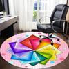 1pc Color Wheel Mandala Chair Carpet for Office, Round Polyester Mat, Indoor Decor for Office, Easycare Fabric, Washable Non-slip Area Carpet