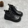 Johnature Genuine Leather Winter Boots Women Shoes Zip Round Toe Flat With Handmade Leisure Sewing Ankle Ladies Boots