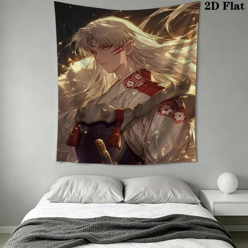 Inuyasha Wall Tapestry Aesthetic Wall Hanging Printed Fabric Blanket Decorative Tapestries for Bedroom Living Room Home Decor