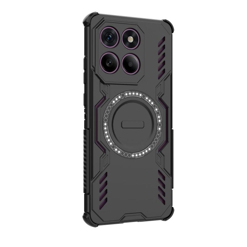 For Motorola Edge 60 Pro 5G Magnetic Case WANLONFENG DJ Series PC TPU Phone Cover with 2Pcs Tempered Glass Film