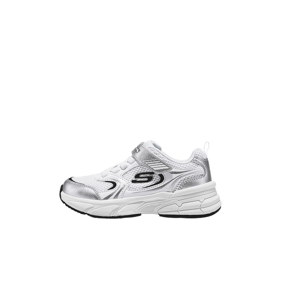 Skechers Girls Classic Versatile Comfortable Stylish Low-Top Casual Shoes Kids sneaker White 303692L-WSL 28.5