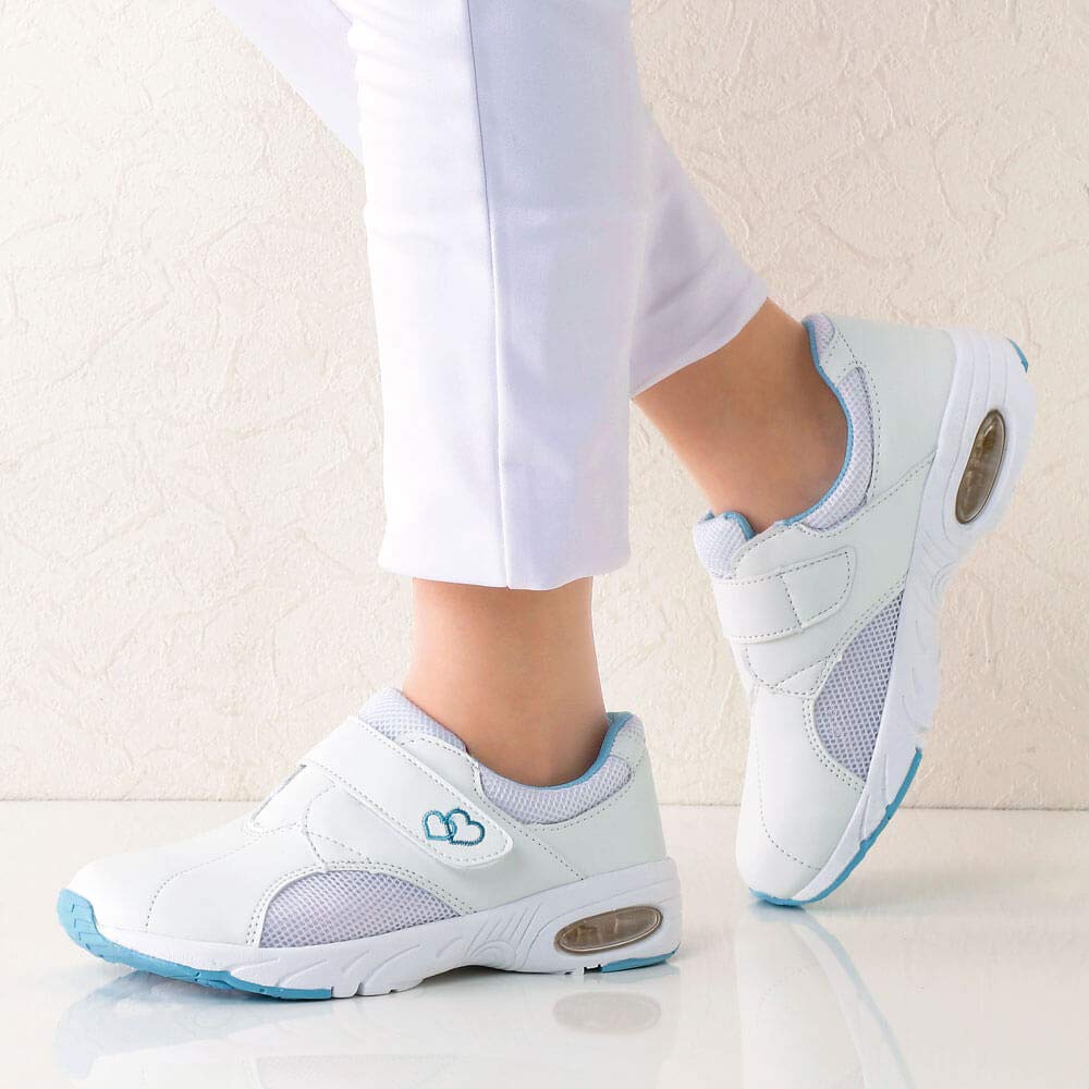 Nursery Toe-Friendly Air Shoes 9, Lightweight, Women's, Hook-and-Loop Closure, Medical, Size 23.5 cm, Navy, 4085211A