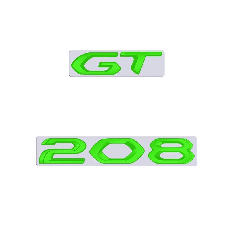 GLZU2 For Peugeot 208 GT Car 3D Metal Letters Logo Badge Decals Sticker Car Auto Rear Trunk Alphabet Emblem Styling Stickers