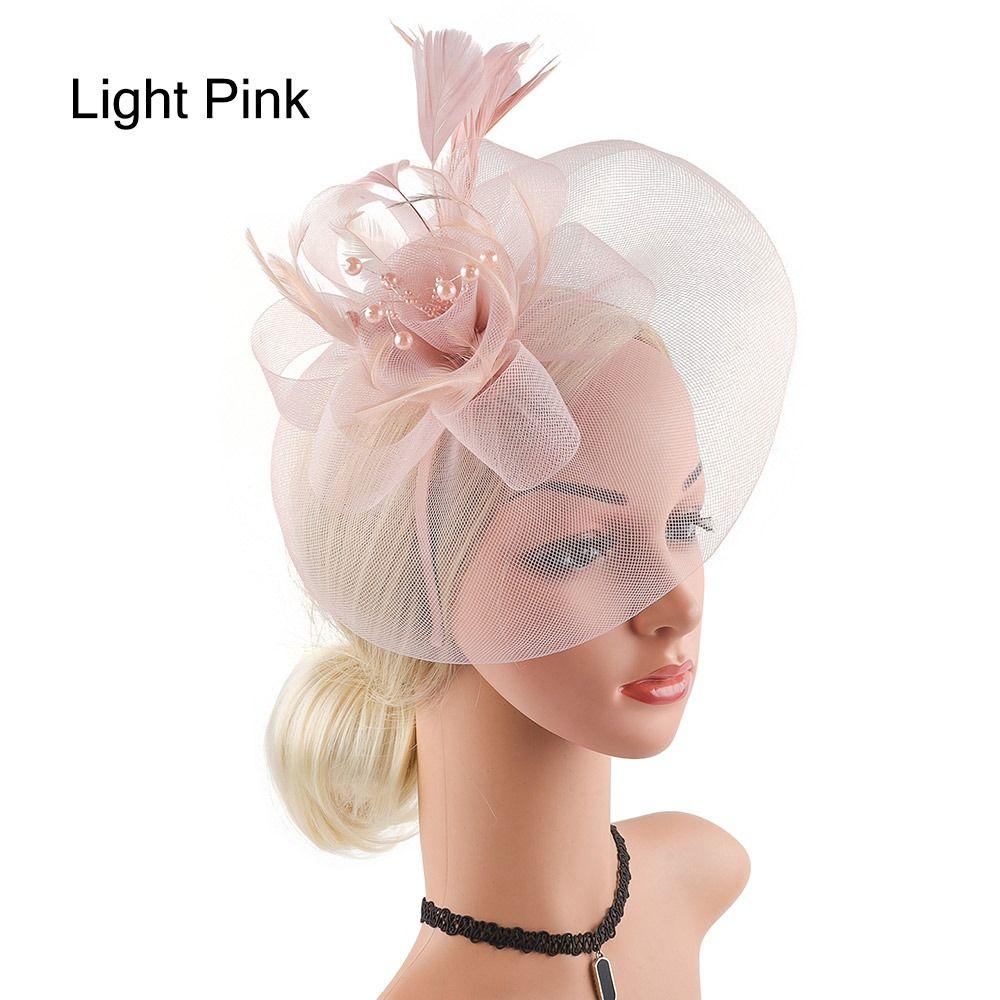 Church Kentuck-y Derby Pearl Mesh Flower Feather Fascinator Hat  for Women
