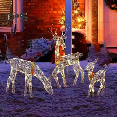 LED Reindeer Christmas Decoration Iron Frame Lighting Deer Ornament Indoor And Outdoor Reindeer Statues for Garden Lawn Yard Decor