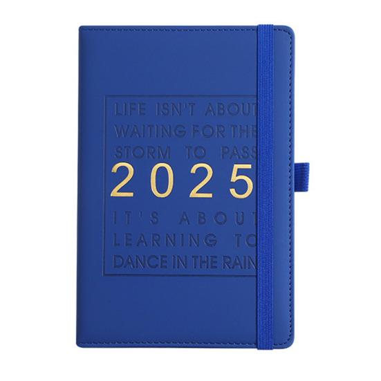 2025 Planner Notebook Weekly Monthly Faux Leather Hardcover Inspirational Quotes Monthly Overview Daily Blocks Elastic
