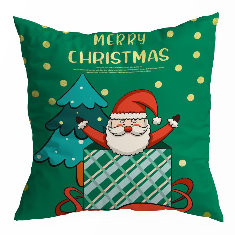 Christmas Pillowcase Cartoon Santa Claus Home Sofa Car Cushion Printed Pillowcase