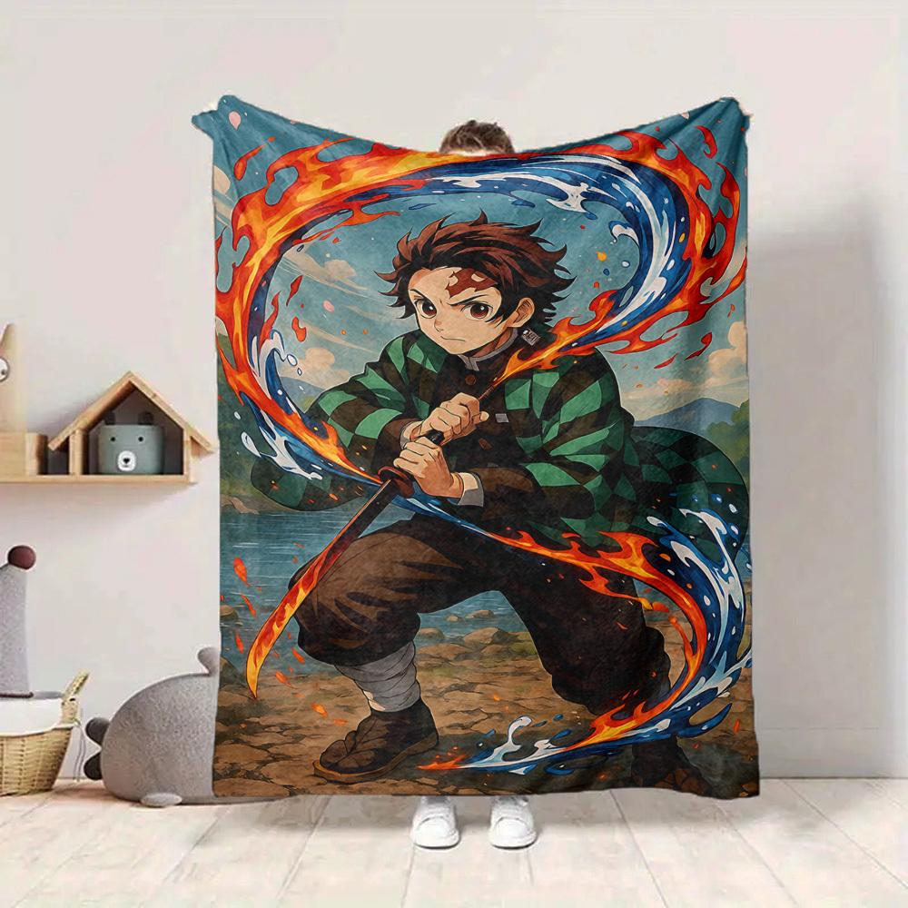 1pc Demon Slayer Soft & Warm Flannel Blanket, Multi-Purpose Throw Blanket for Couch, Sofa, Office, Bed, Camping, Travel 132