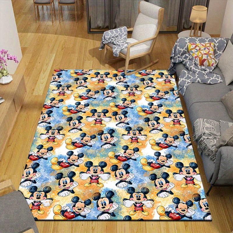1pc mickey and minnie Area Rug, Non Slip Floor Mat, Cartoon Character Design, Soft Velvet, Room Decor, Washable Indoor Carpet