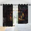 2pcs/set Horror Halloween Window Curtain Night Gate Skeleton Home Bedroom Living Room Decor Blackout Polyester Fabric Curtains