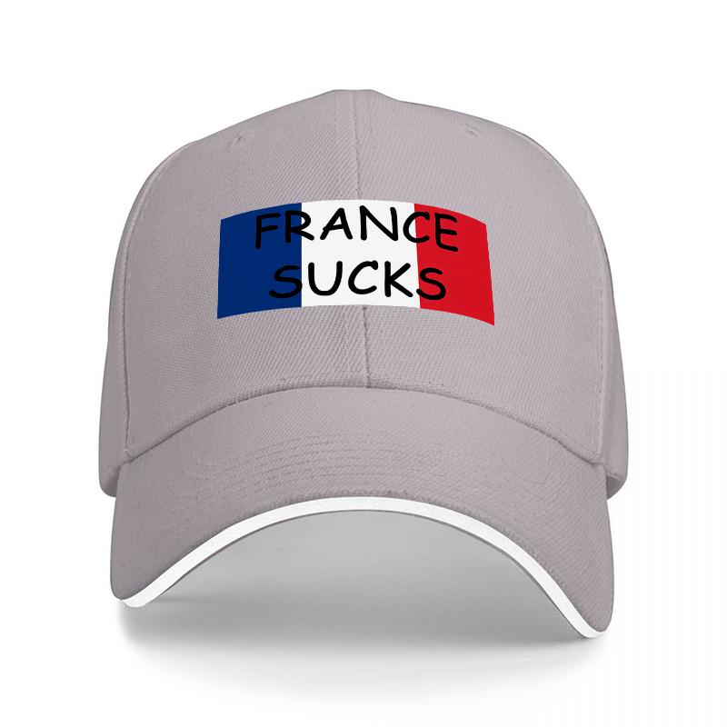 FRANCE SUCKS FLAG DESIGN BLACK BASEBALL CAP WITH BOLD STATEUnisexT AND TRICOLORE MOTIF FOR FASHIONABLE STREETWEAR LOOK
