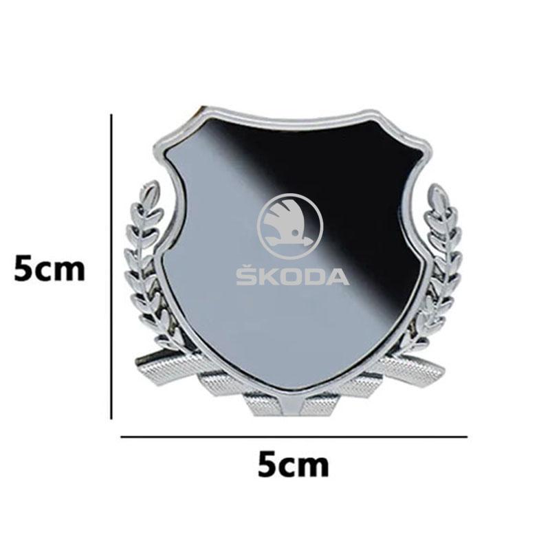 JKFB8 Zinc Alloy Car Logo Side Fender Emblem Body Window Badge for Skoda Superb Fabia Octavia Laura Rapid Yeti Karoq Kodiaq Scala