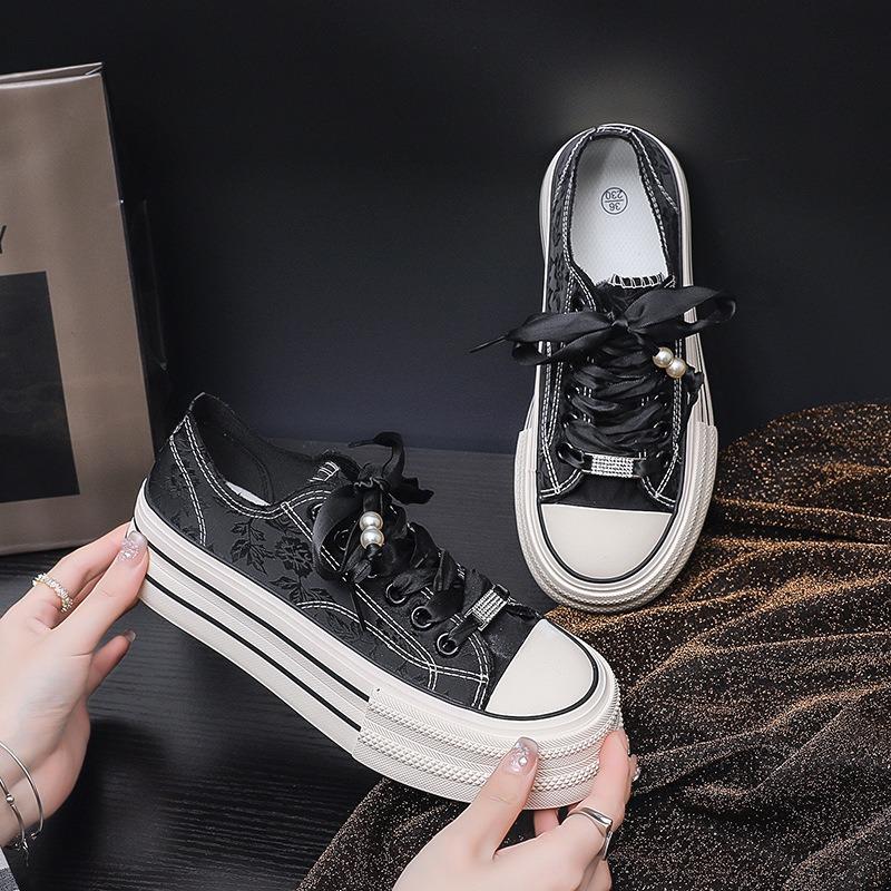 Spring New Platform Canvas Shoes Women's Versatile Casual Women's Shoes Fashion Lace-up Board Shoes