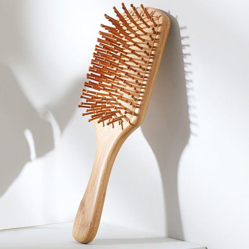 Wooden Scalp Massage Comb: Air Cushion Smoothing Comb for Long, Curly Hair