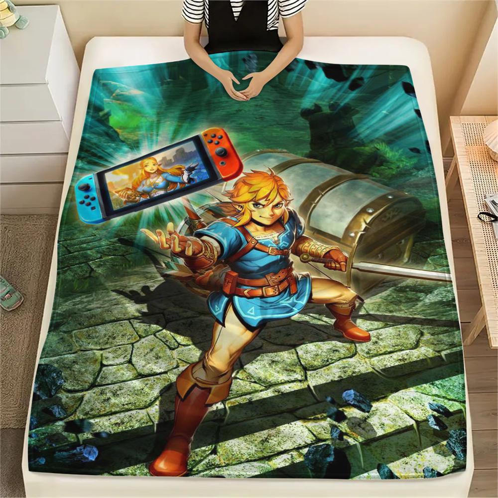 1Pc Link Zelda Print Flannel Blanket, High quality Comfortable for All Seasons, Home Decor, Warmth and Comfort, Perfect for Christmas Gifts