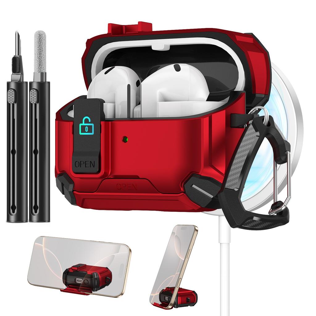 Phone Stand Case for Samsung Galaxy Buds 3/3Pro Secure Lock Case with MagSafe Protective Case with Cleaner Kit For Galaxy Buds 3