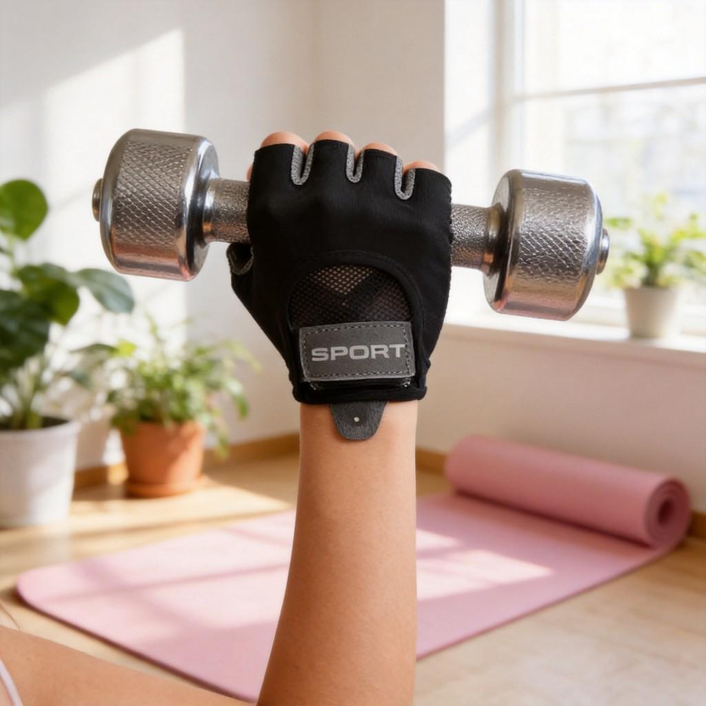 Breathable Nylon Half Finger Workout Gloves With Shock Absorption For Fitness And Cycling