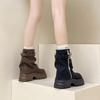 Fashion design sense niche sleeve Martin boots women's autumn and winter retro versatile temperament comfortable thick-soled medium tube fashion boots