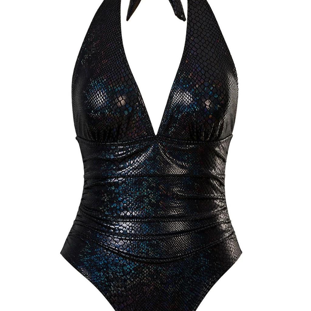 Damen Sexy Tiefes V-Ausschnitt Schnürung Rückenfrei Einteiler Badeanzug - Schlankmachendes Bauchabdeckungs Design