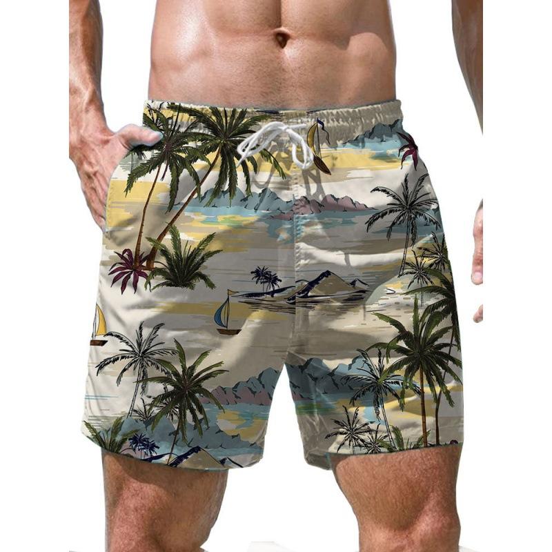 Summer 3D Beach Scenery Print Shorts Fashionable Casual Beach Men's Shorts