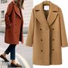 Herbst und Winter Plus Size Damen Wollmantel Zweireihiger mittellanger Trenchcoat