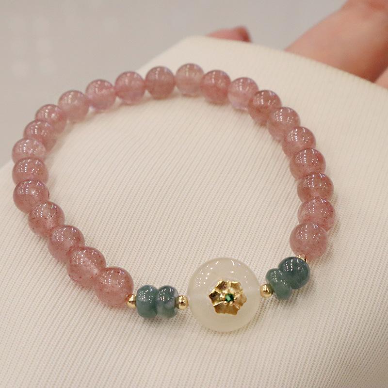 Natural Crystal Bracelet Strawberry Crystal Bracelet. Bangles Women Fashion Jewelry Accessories Gift