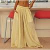 Lace Floral Top Pants Set Women Solid See Through Tops Loose High Waist Straight Leg Long Trousers 2025 New Lady Elegant Suits