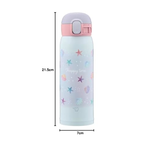 Zojirushi (ZOJIRUSHI) Water Bottle, Girls' Mug, Perfect for School, Stainless Steel Mug with Seamless Lid, One-Touch Closure, 480ml, Mermaid Blue, Int