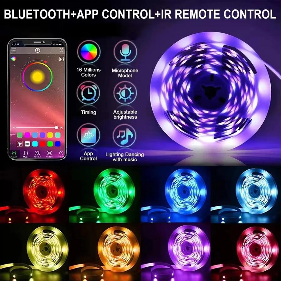 RGB LED Strip Light Bluetooth APP with 24/44Key Remote Music Sync Flexible Tape Ribbon TV Backlight Bedroom Living Holiday Decor